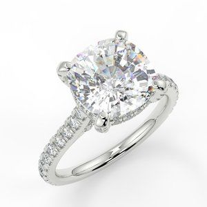 2 Ct Cushion Lab Grown Diamond Ring 14k Gold